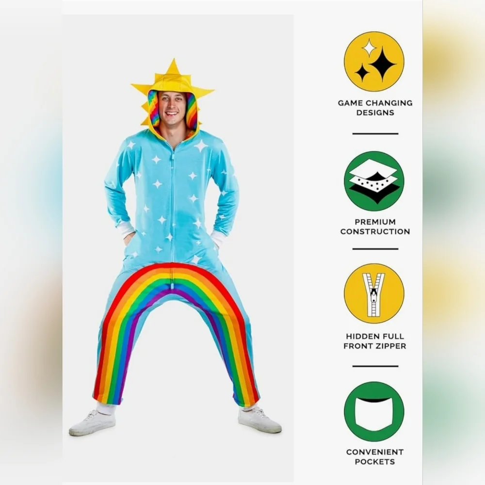 New Unisex Tipsy Elves Rainbow Onesie - Picture 12 of 14